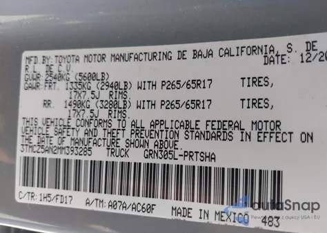 2021 Toyota Tacoma Trd Sport z USA, uszkodzony, nr VIN 3TMCZ5AN2MM393285